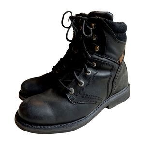 HARLEY DAVIDSON BLACK‎ LEATHER BOOTS #D94284 DARNEL ZIPPER & LACE 8 M